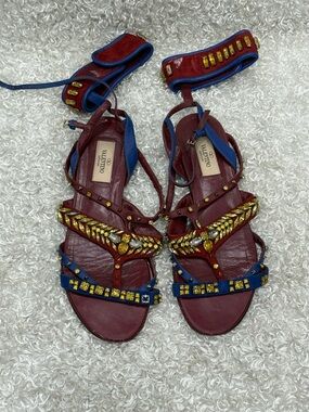 Valentino Garavani Rhinestone Red Sandals